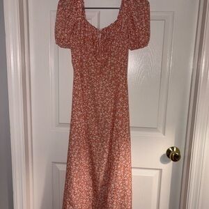 SHEIN Orange Floral Maxi Dress